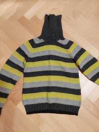 Ręcznie dziergany sweter wełniany 164 cm hand made