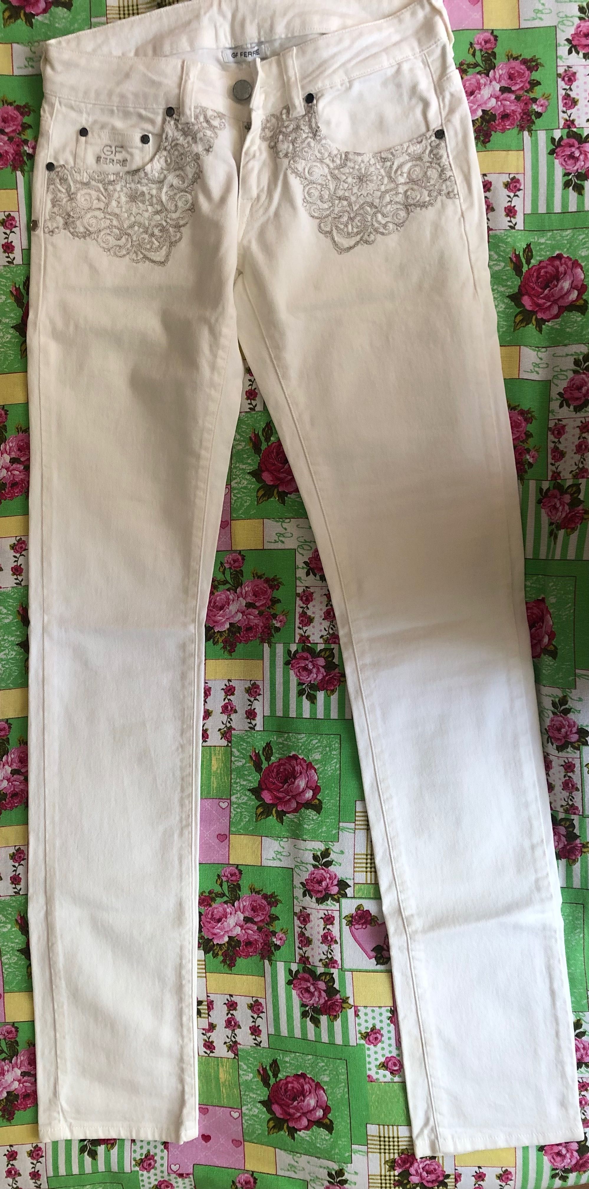 Белые женские джинсы GF Ferre, p S, оригинал, прямые