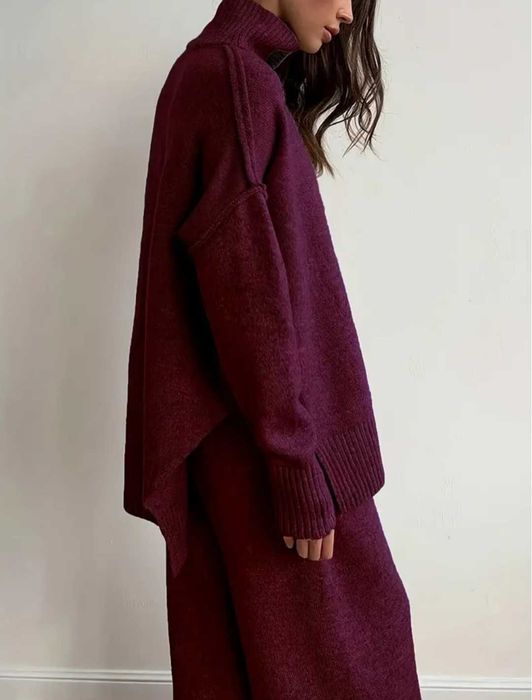 Трикотажний костюм двійка кольору марсал