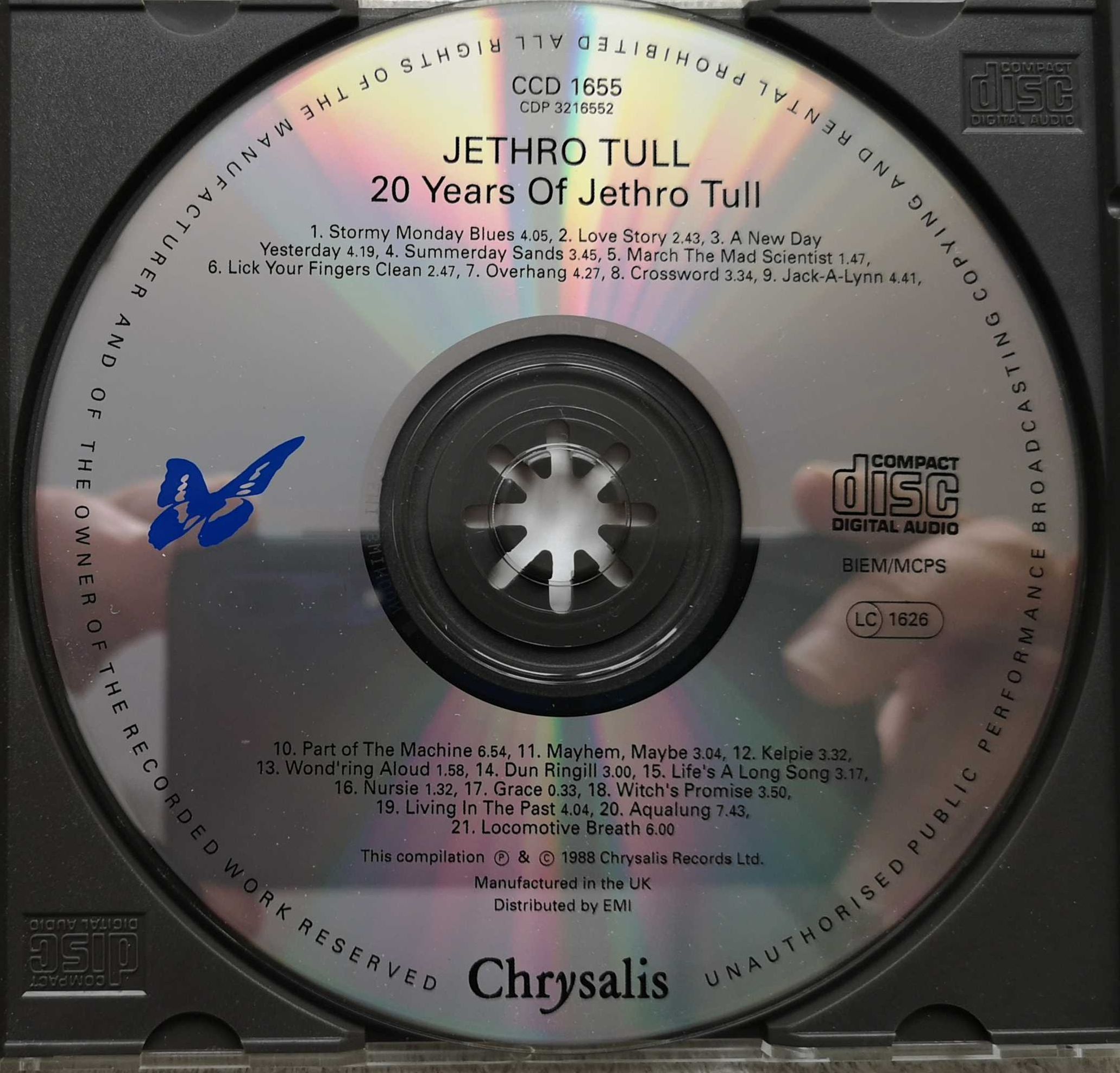 JETHRO TULL-20 Years Of orginalna płyta CD.Stan bardzo dobry.