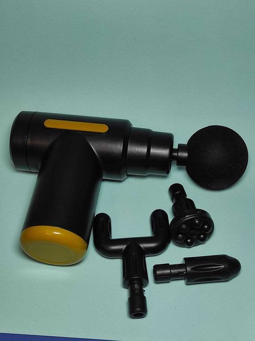 Портативний масажний пістолет з насадками, новий, глибокий масаж