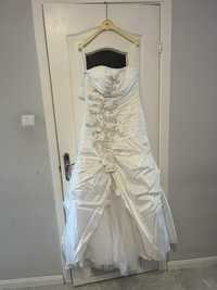 Biała suknia ślubna koraliki ozdoby + welon gratis