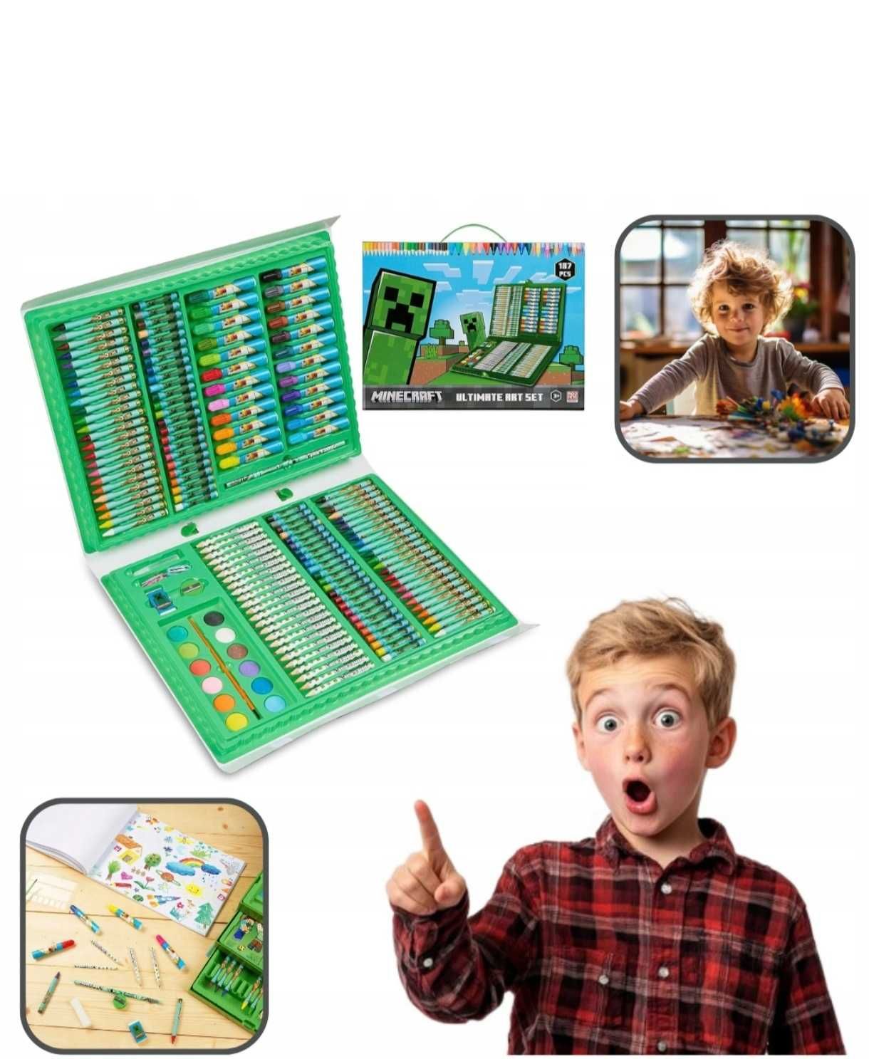 MINECRAFT XXL Zestaw artystyczny kredki dzieci prezent dzień dziecka