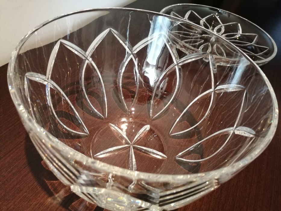 Conjunto taça e prato de cristal