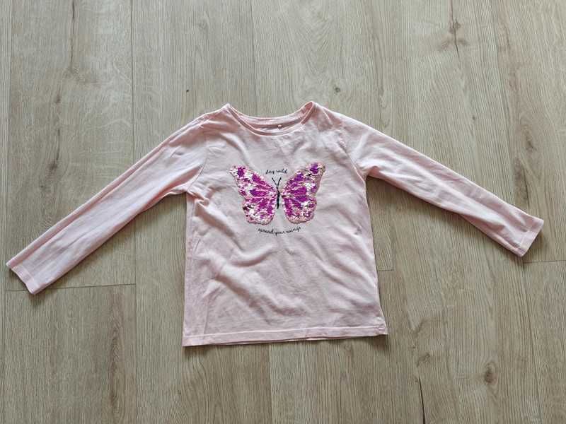 Bluzka z motylkiem z cekinów 128