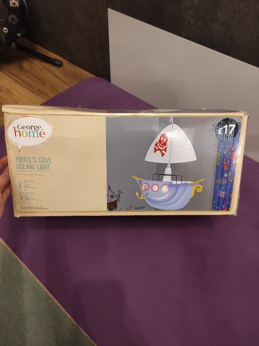 Klosz lampa dziecięca statek piracki