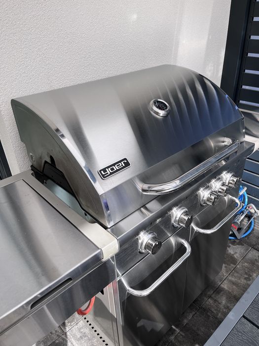 Gril Gazowy YOER 100% stal nierdzewna, STALOWE rusztu, miejsc na butle