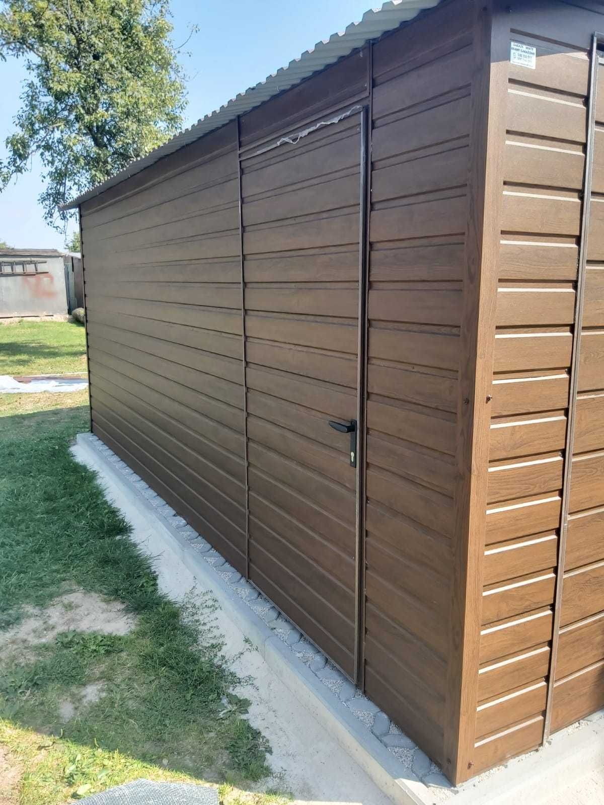 Garaż blaszany 3,5x5 PREMIUM ORZECH Garaże CAŁY KRAJ SZYBKI TERMIN rat