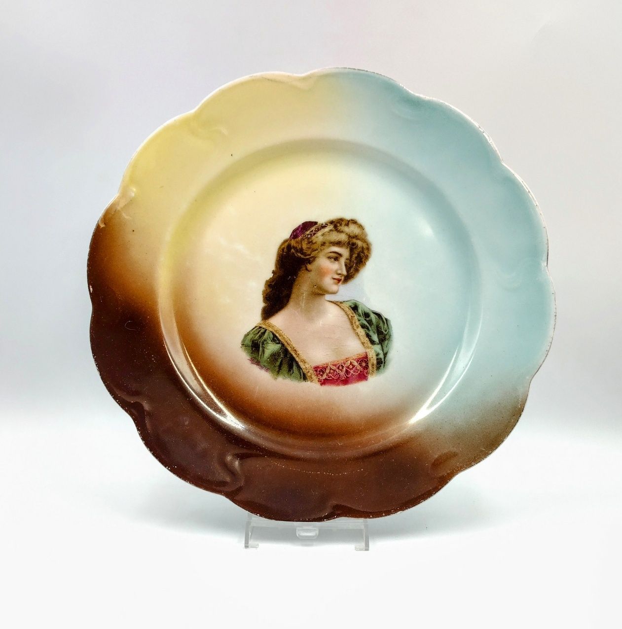 Talerz obraz portret damy secesja antyk Austria przedwojenna porcelana