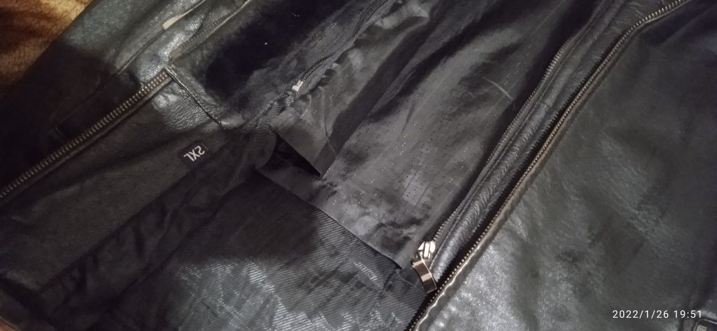 Куртка кожаная черная. Дубленка 2XL. Кожанка,  Осень, зима, висна.