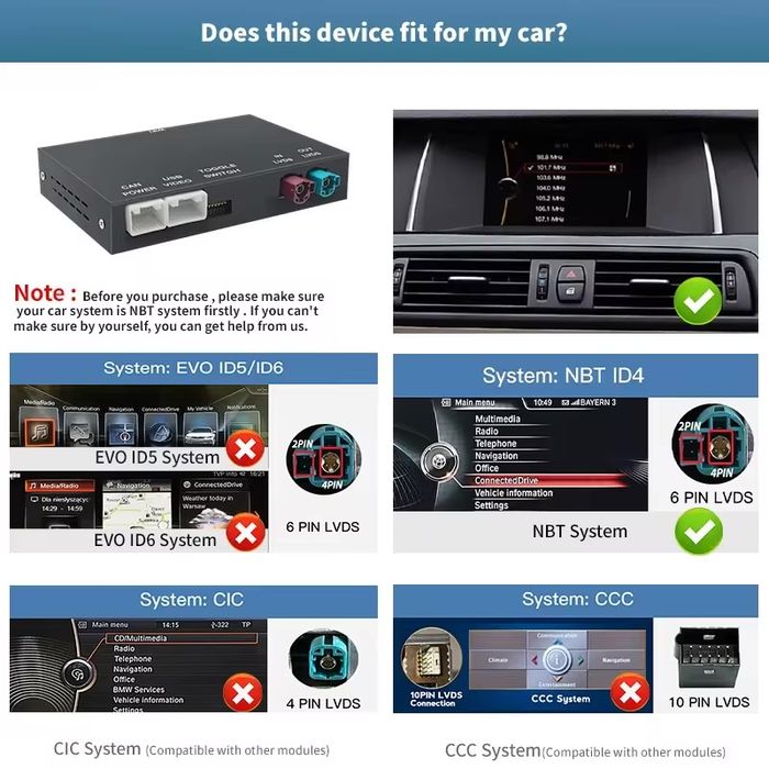 Módulo Wireless CarPlay & Android Auto para BMW NBT