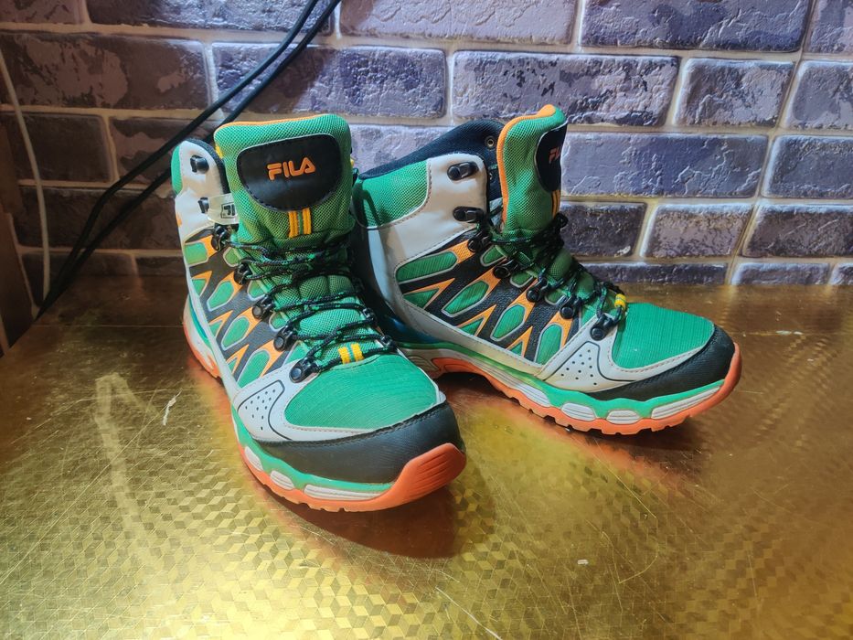 Кроссовки ботинки Fila высокие зелено оранжевые эксклюзив оригинал