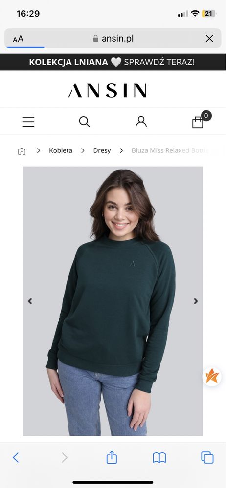 Komplet bluza dresowa plus spodnie ANSIN M/38 butelkowa zielen