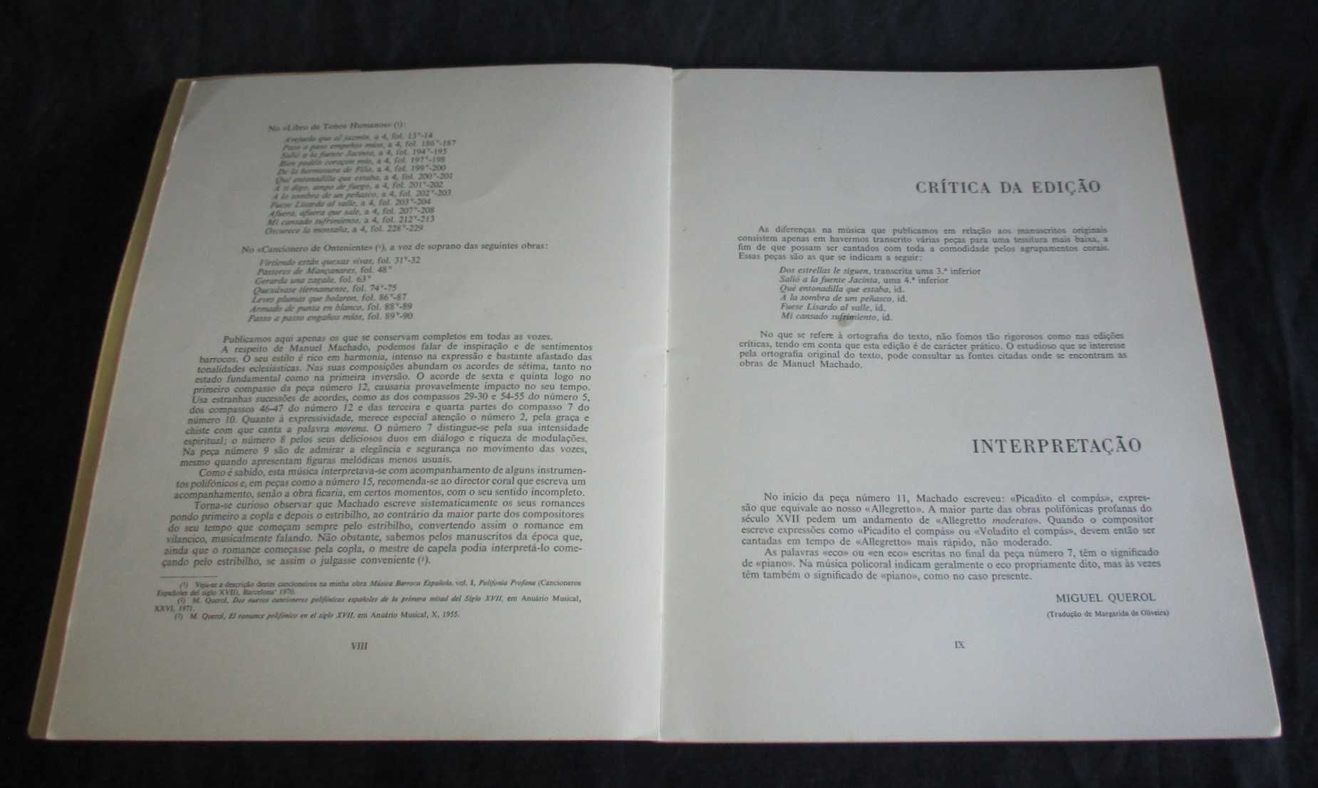 Livro Romances e Canções 3 e a 4 vozes mistas Manuel Machado 1975