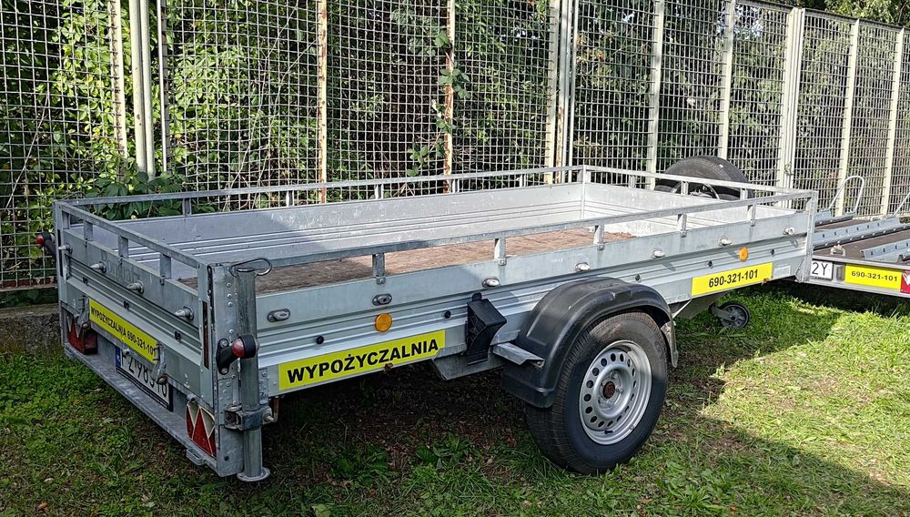 Wypożyczalnia. Przyczepa ciężarowa DMC 1300kg, ładowność 1000kg,