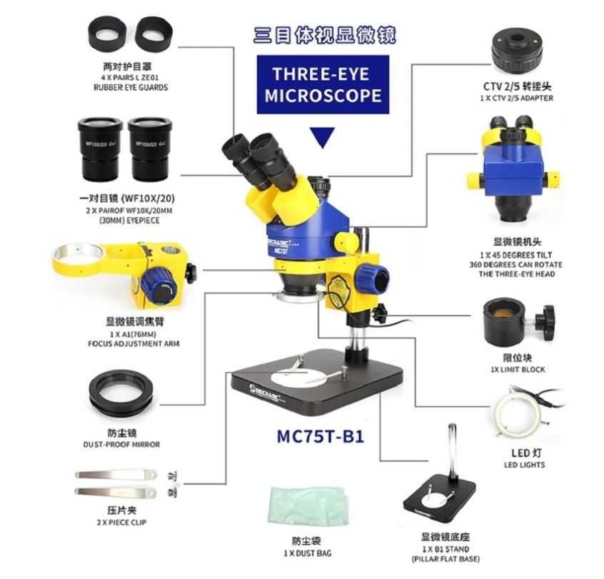 Profesjonalny mikroskop do elektroniki MINIONEK MECHANIC MC75T