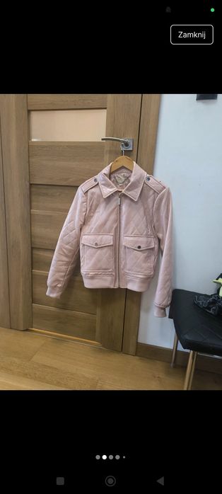 Kurtka pikowana skórzana pudrowy róż Michael Kors