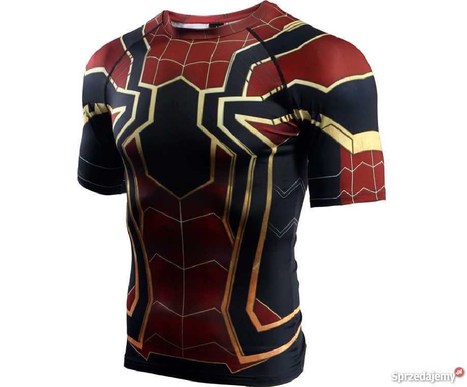 Koszulka Termoaktywna NA SIŁOWNIE Rashguard Spider-man złoty