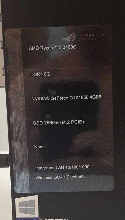 PC GAMING (NVIDIA geforce gtx1650,AMD ryzen 5 3400G,256gb SSD, 1TB HD)
