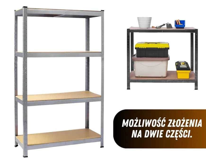 Metalowy REGAŁ MAGAZYNOWY Do Garażu Warsztatu Piwnicy Wzmocniony NOWY