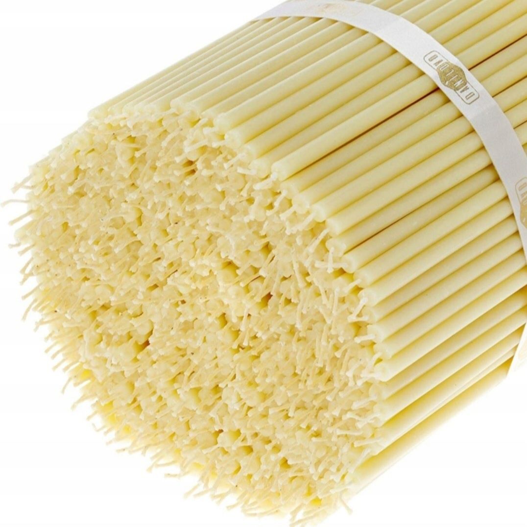 Świece cerkiewne z naturalnego wosku pszczelego 15 cm białe 50 sztuk