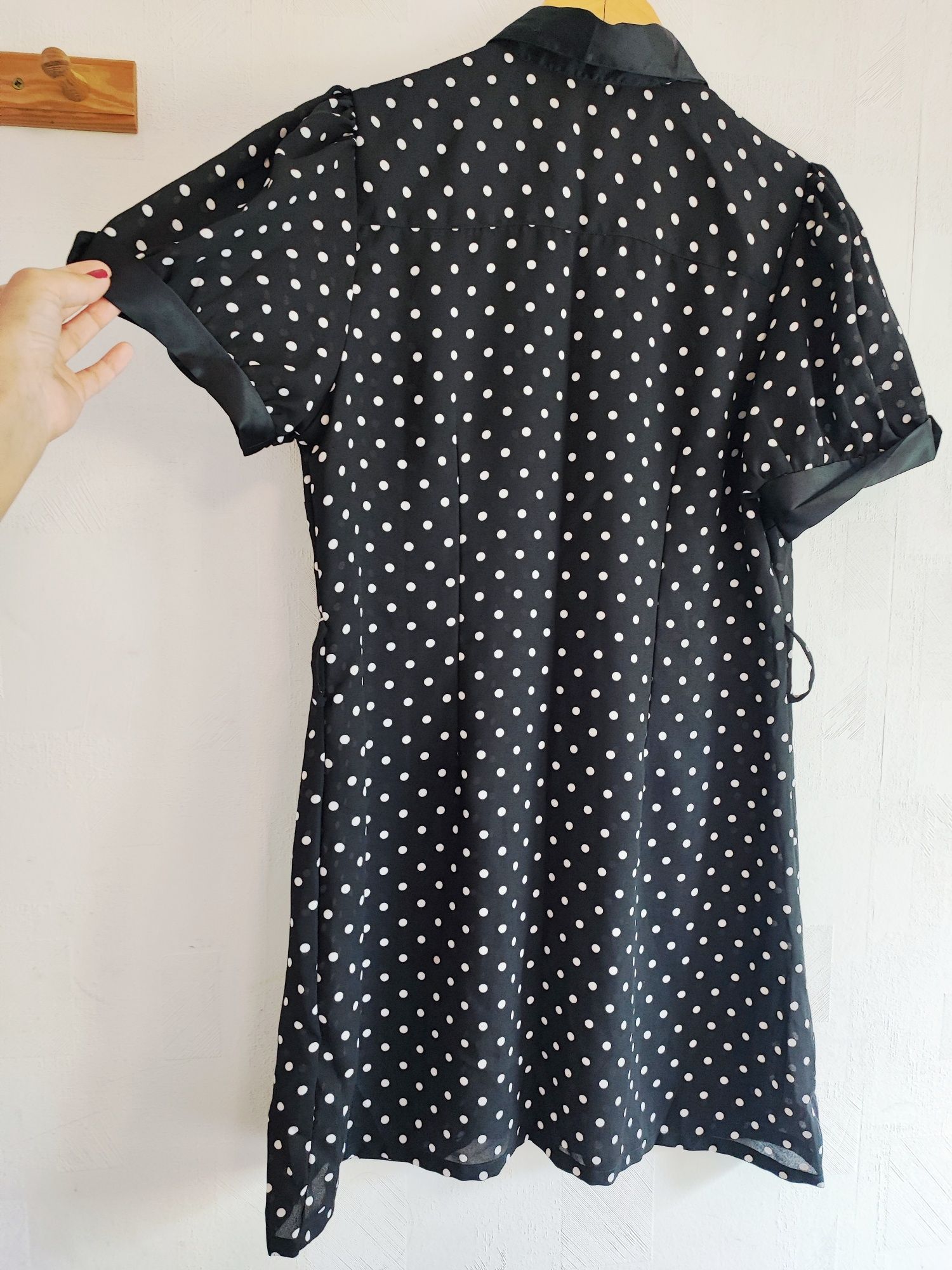 Nowa sukienka damska Vintage styl w grochy kołnierzyk XXL 44 retro