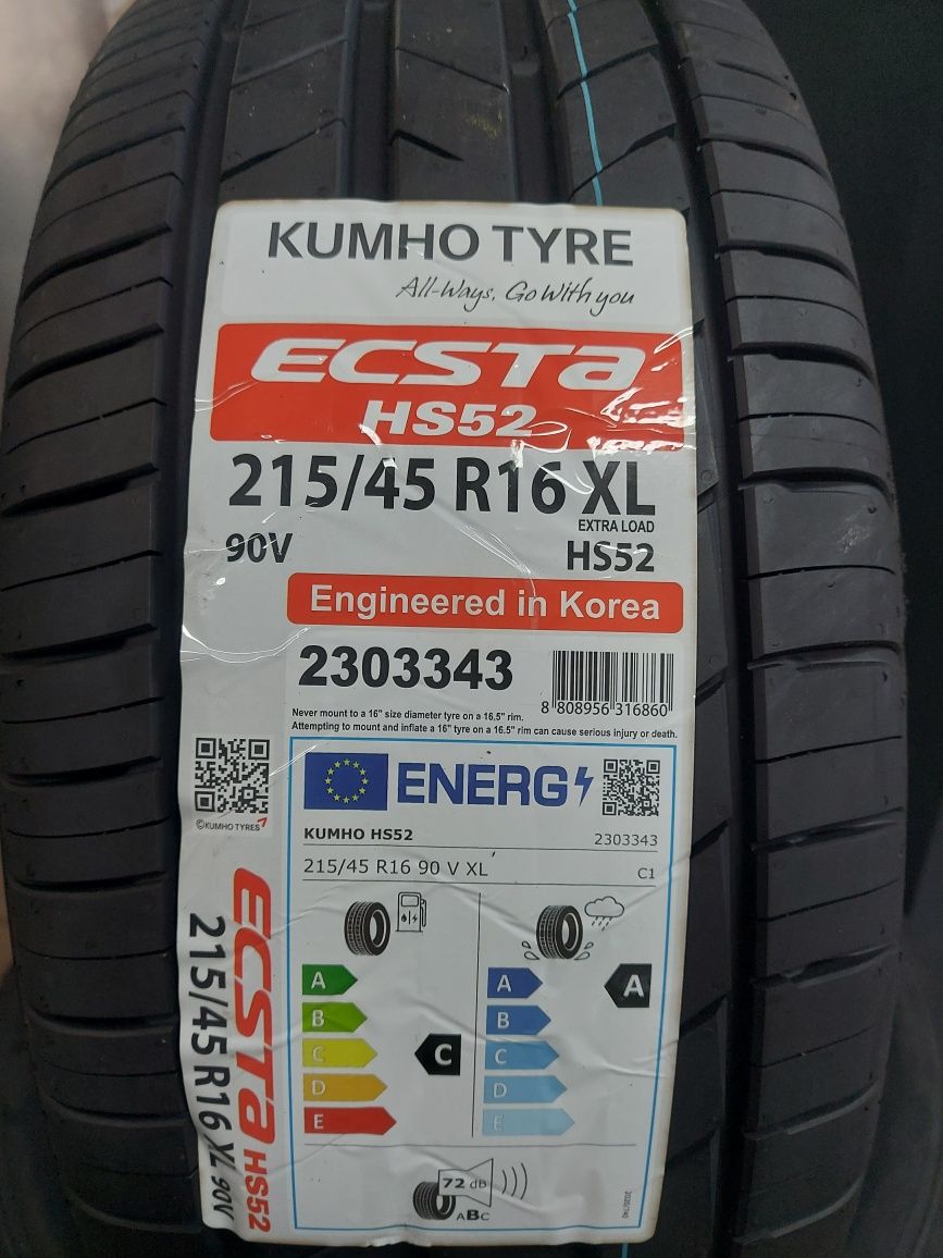 Opony 4x 215/45R16 Kumho Ecsta HS52 Nowe Demo Lato Gwarancja