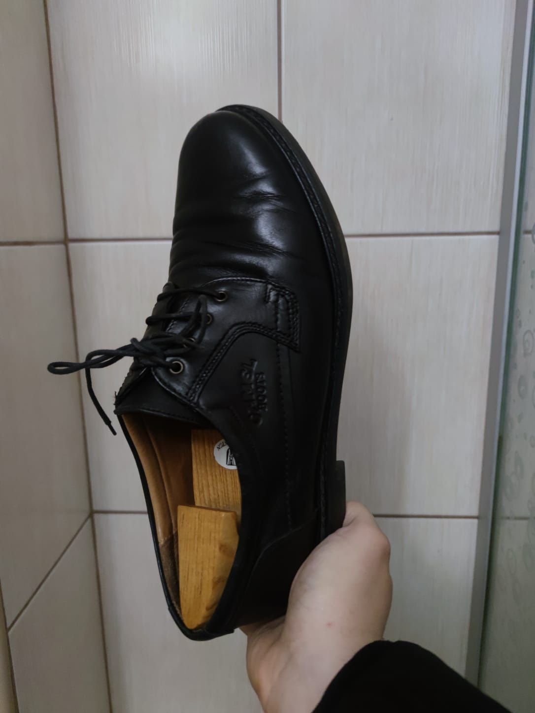 Buty obuwie 43 eleganckie męskie czarne leather skóra skórzane Camel b