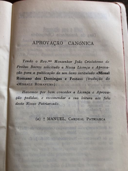 Missal Romano dos Domingos e Festas - Monsenhor Freitas Barros 1956