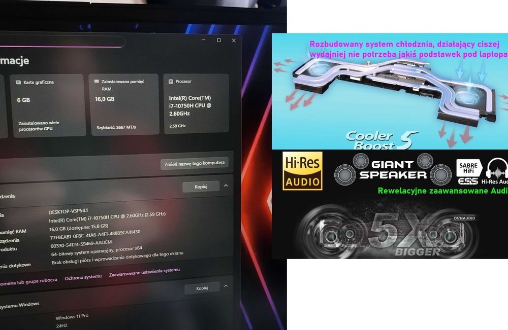 17,3" Msi GAMING laptop do gra cs2 fifa CoD gta ssd GTX 144hz GEFORCE