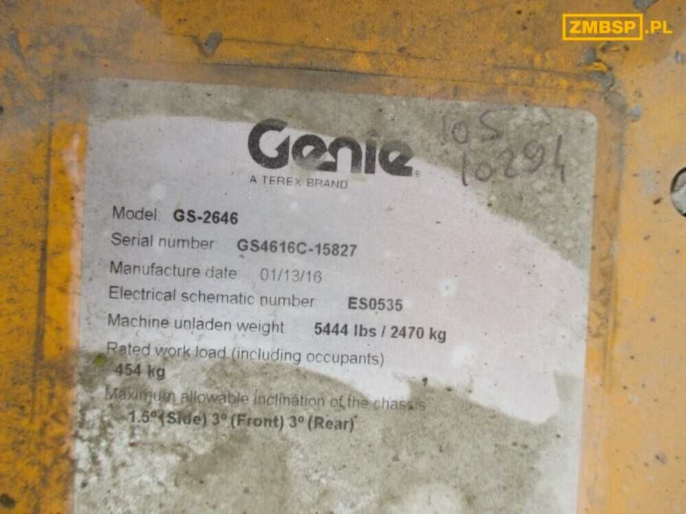 Podnośnik nożycowy zwyżka 10 m Genie GS2646 (Haulotte JLG) UDT