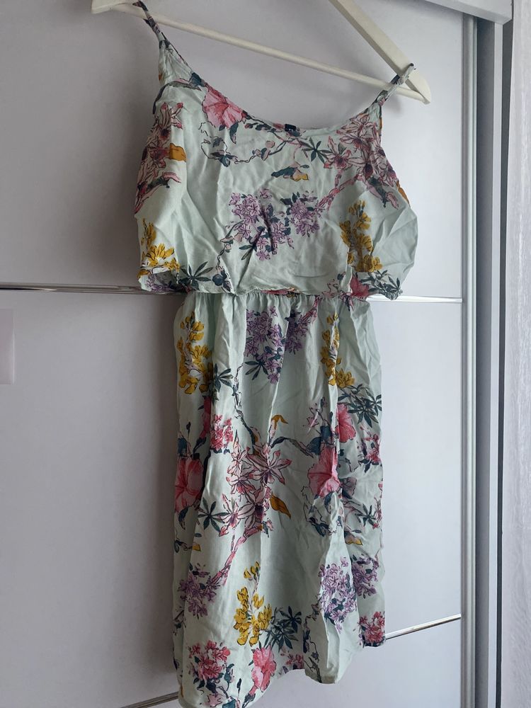 Sukienka miętowa w kwiaty 38 H&M