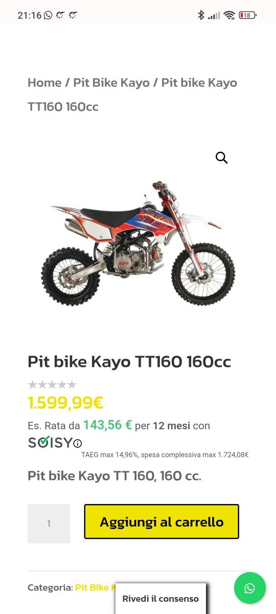 Pit Bike Kayo 160cc