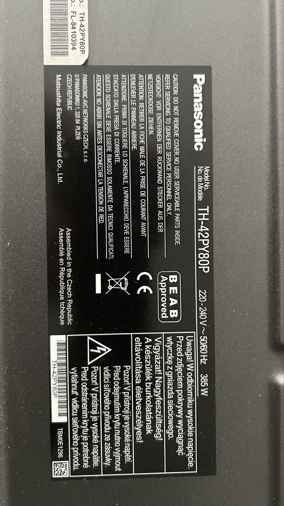 Panasonic  plazma 42 " TH-42PY80P