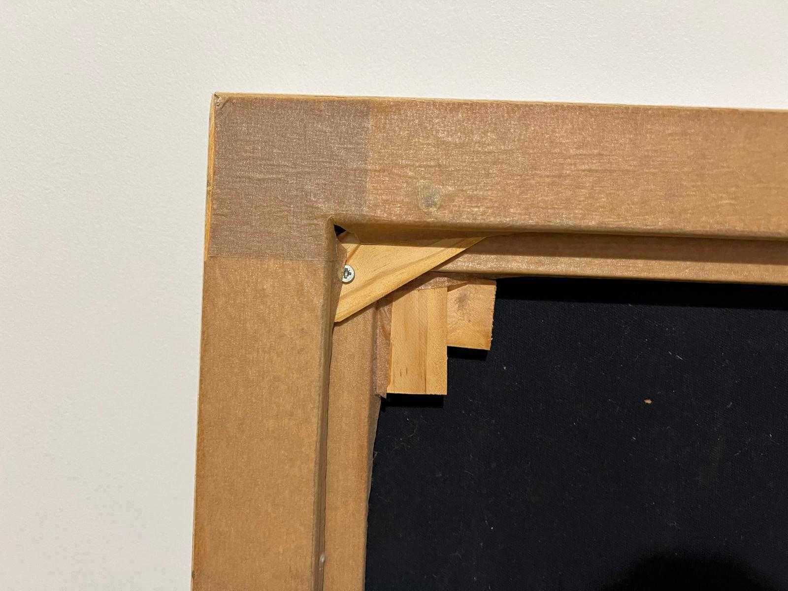 Quadro em tela com figuras étnicas pintadas a óleo