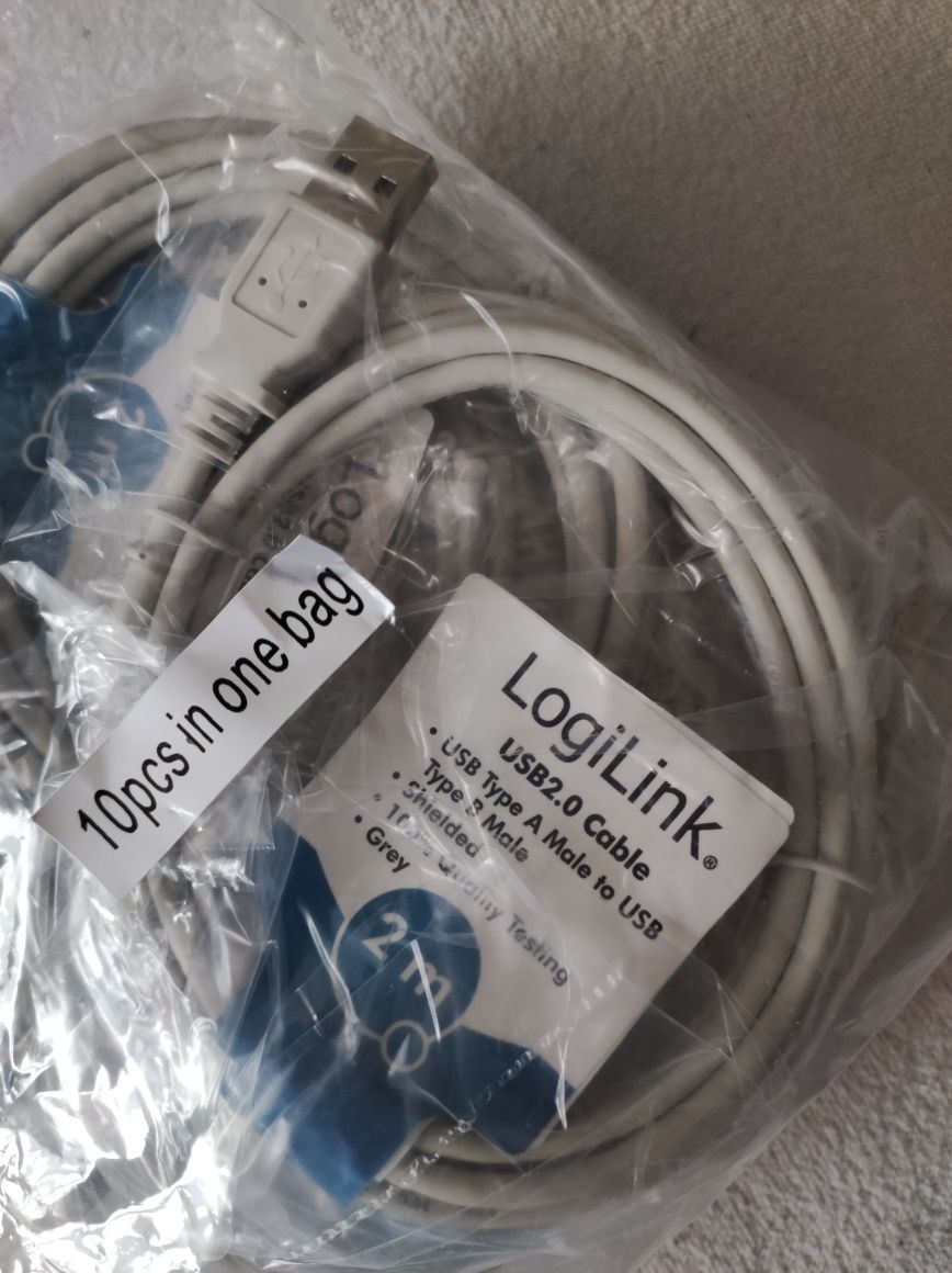 Kabel USB A B 2.0 2 metry 10 sztuk