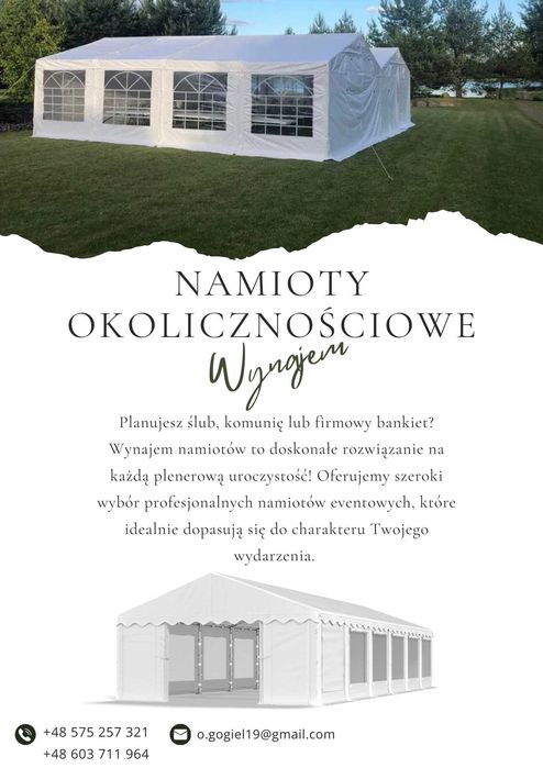 Wynajem Namiotów, wypożyczalnia namiotów i stołów cateringowych