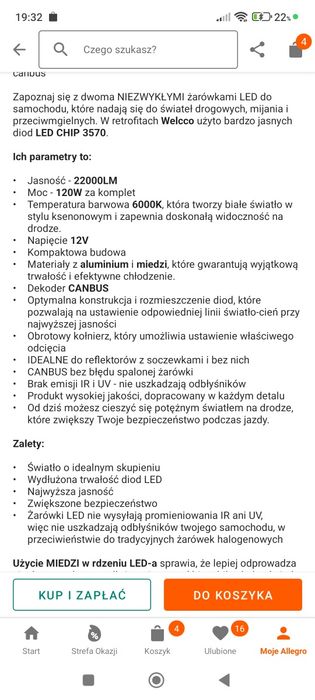 Sprzedam światła LED z adapterami H7  3 w cenie 2