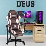Fotel Gamingowy Deus Inferno Tkanina Brown Ergonomiczny z Podnóżkiem