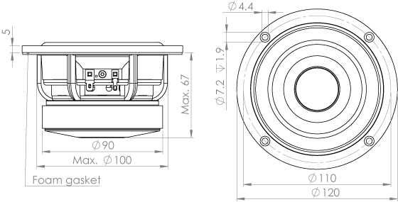 NOWY Głośnik niskośredniotonowy Wavecor WF120BD07 12cm 4 Ohm -30%