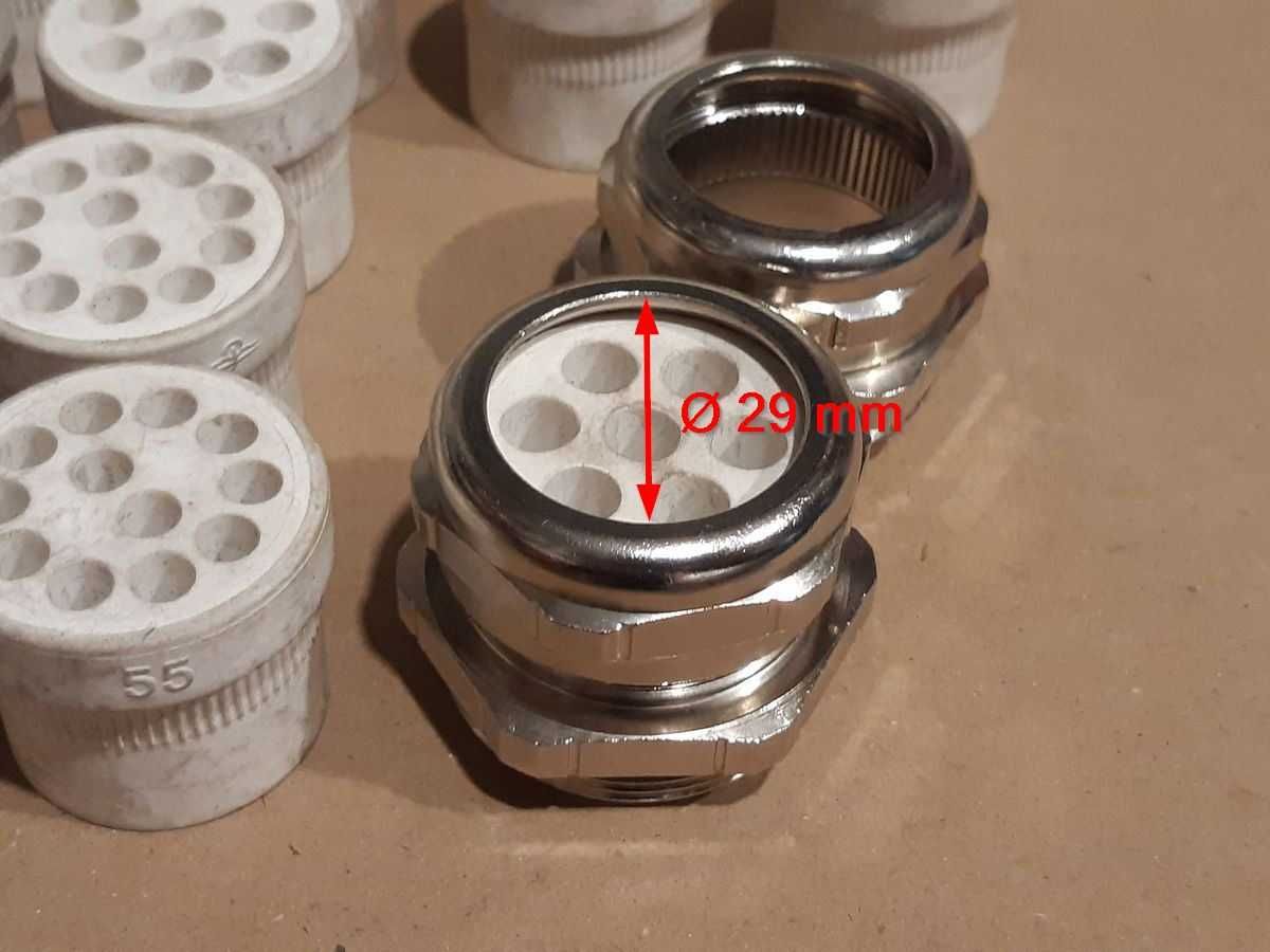 Dławice kablowe M40x1,5 metalowe stal z uszczelniaczami wielootworowym