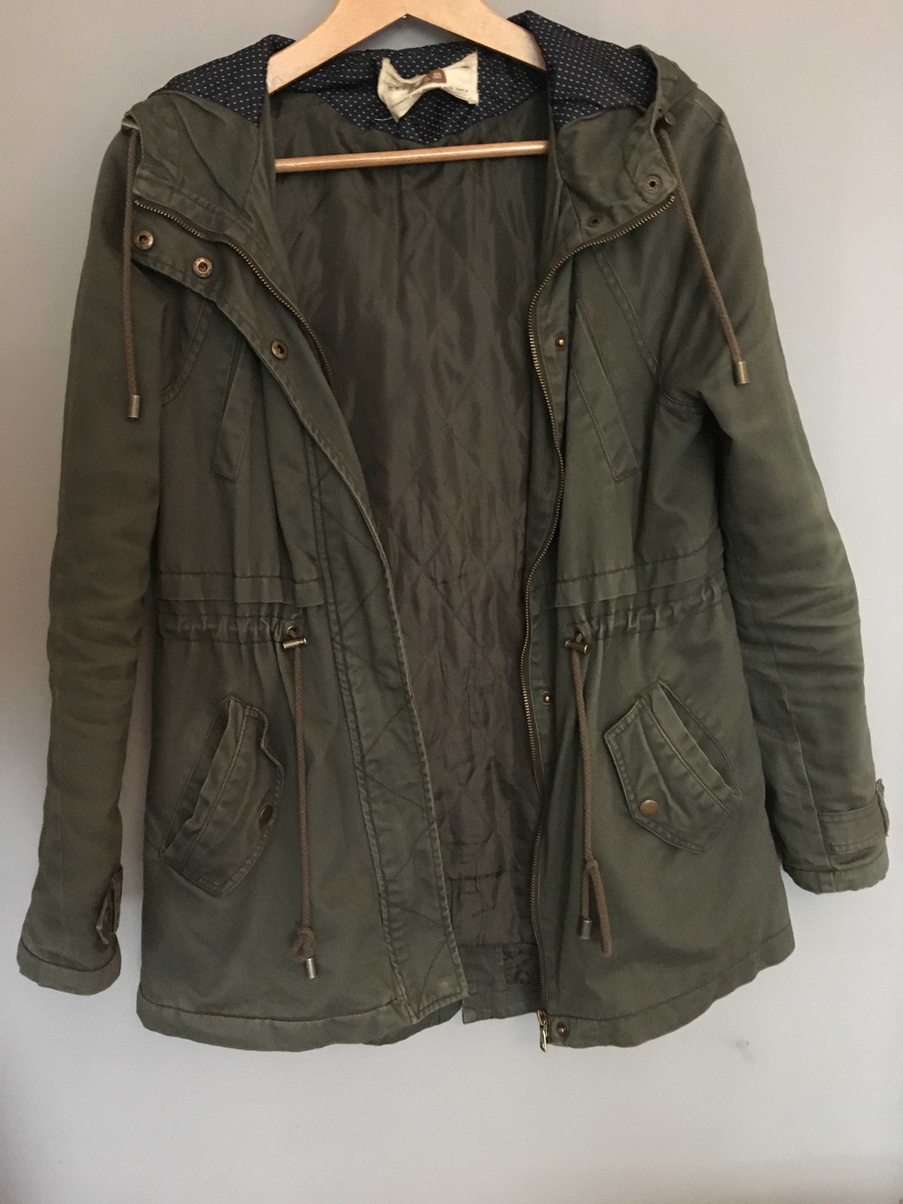 Khaki kurtka parka jesienna Stradivarius rozmiar S