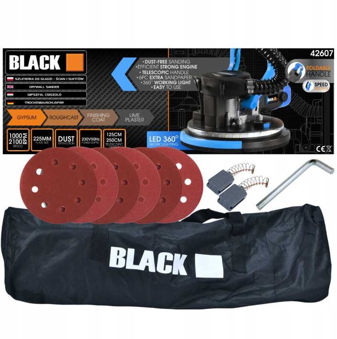 Szlifierka Do Gipsu Gładzi Żyrafa Bezpyłowa Składana Black - WYPRZEDAŻ