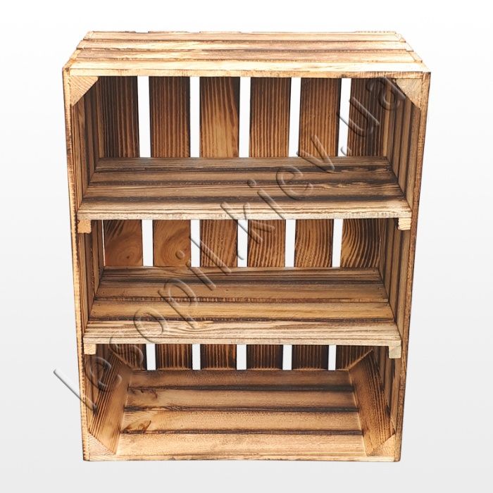 Ящик деревянный 60х50х30см обожженный с 2 перегородками