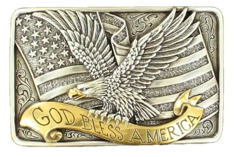 Пряжка бляха на ремень Nocona "God Bless America" нова USA