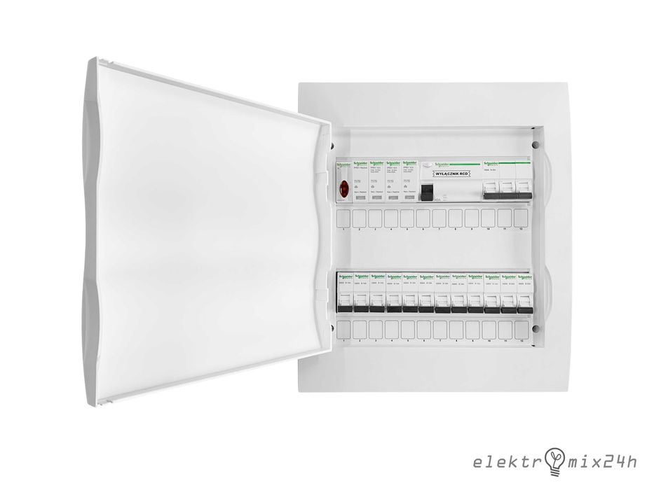Rozdzielnica elektryczna podtynkowa z zabezpieczeniami 2x12 modułów