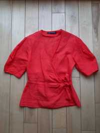 Czerwona bluzka na zakładkę ZARA XS