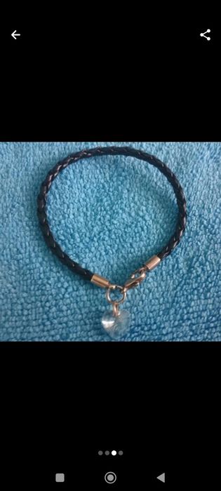 Bransoletka dla dziewczynki na czarnym rzemyku