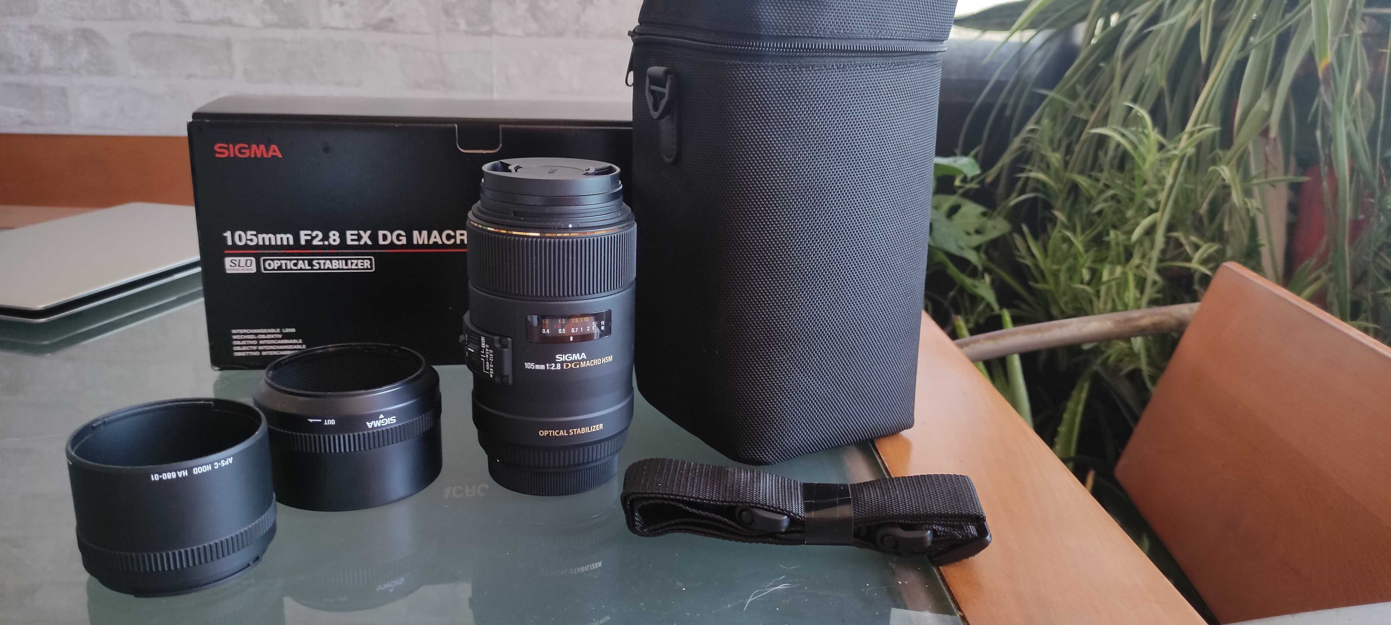 Lente Sigma 105mm F2.8 EX DG Macro OS ( Canon) como nova,oferta filtro