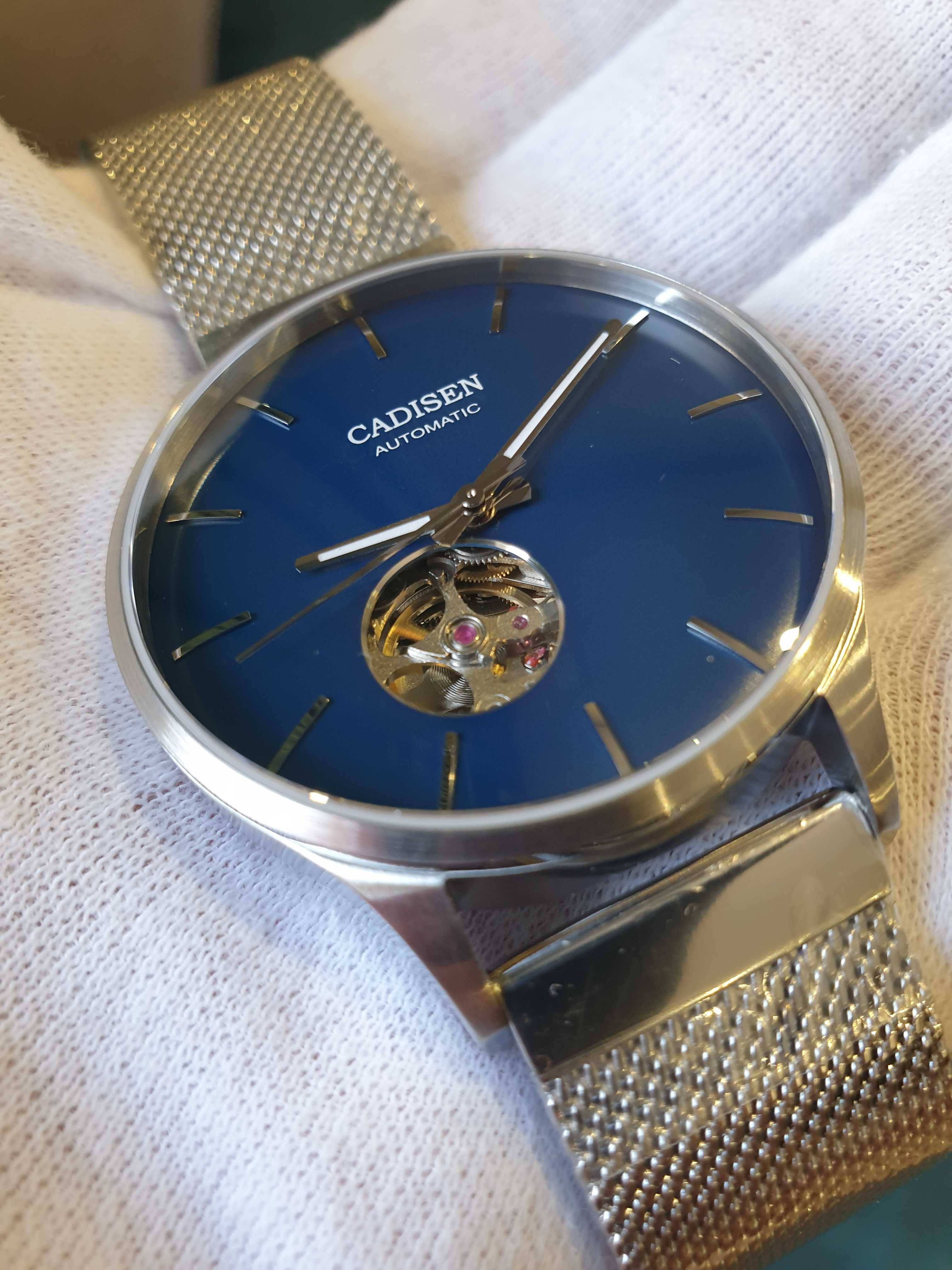 Чоловічий годинник Cadisen Automatic Open Heart 41mm Sapphire Blue